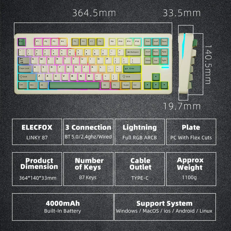 Thiết kế layout 87 phím gọn gàng của Linky87